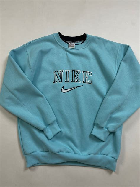 lichtblauwe nike sweater|VINTAGE NIKE .